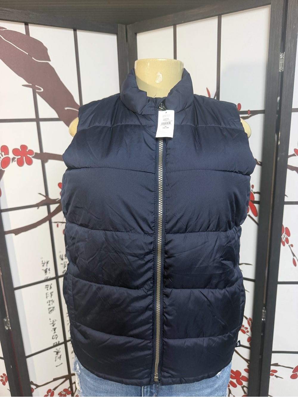 GAP Navy Quilted Puffer Vest - Sleeveless Zip Front